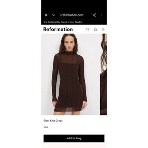 Reformation Brown Elani semi sheer Festival Date Amazing Dress Size XL Bodycon